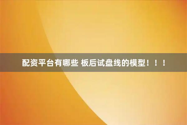 配资平台有哪些 板后试盘线的模型！！！